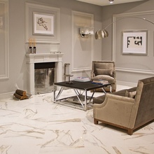 Porcelanosa Calacata 31,6x90, керамогранит, Испания, под мрамор, глянцевая - фото интерьера 1 - фото 1