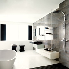 Porcelanosa Shine 33,3x100 см, Испания, под камень , глянцевая - фото интерьера 1 - фото 1