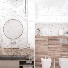 Alma ceramica Dublin 24,9x50 см, керамика, Россия, под мрамор, глянцевая - фото интерьера 1 - фото 1