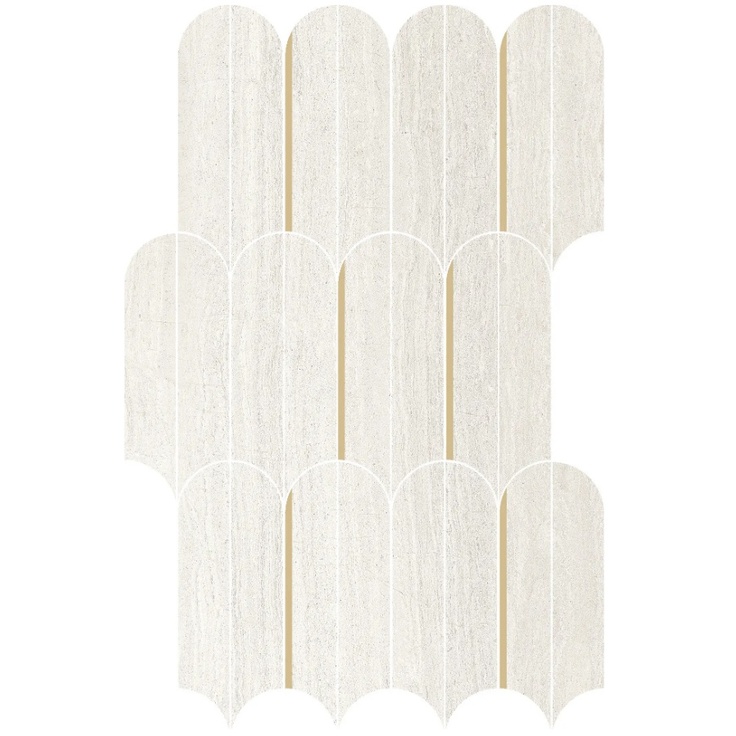Vallelunga Tino 02TINMV10S Ventagli Oro Bianco Satin Evo Мозаика 21x36 см, Италия, под камень  - фото 1