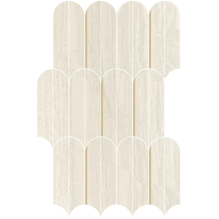 Vallelunga Tino 02TINMV20S Ventagli Oro Avorio Satin Evo Мозаика 21x36 см, Италия, под камень  - фото 1